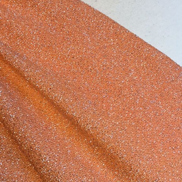 Beautiful VINTAGE gown in light tangerine with silver threads throughout - Picture 11 of 14